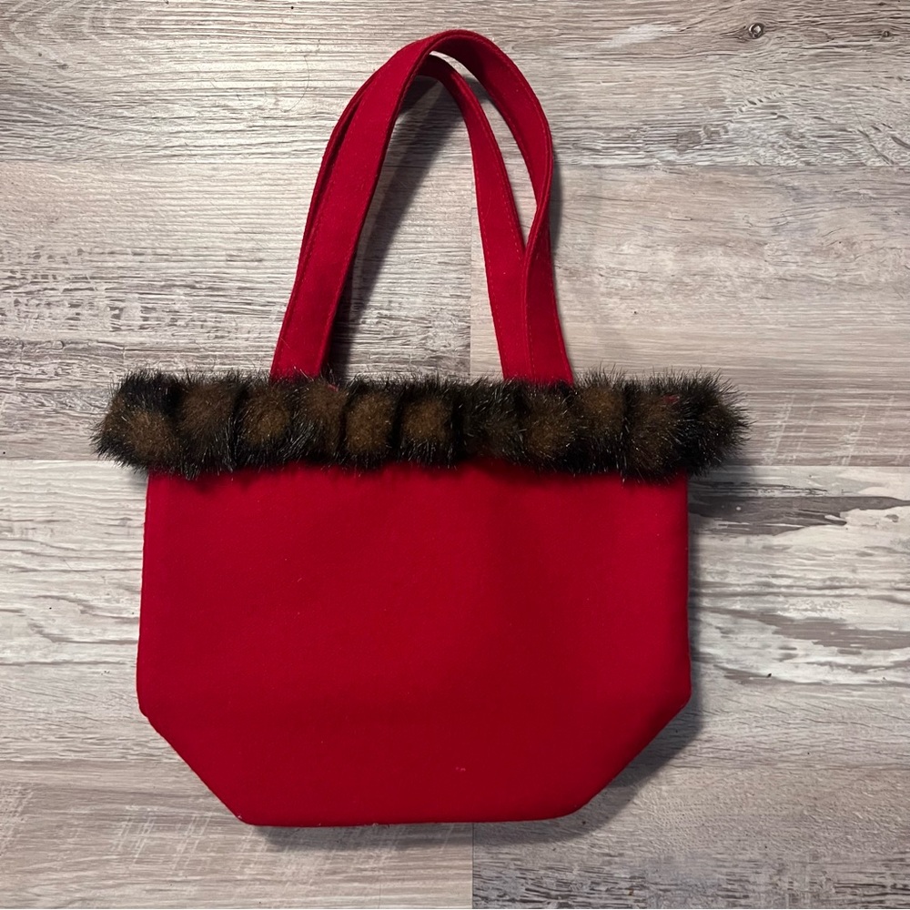 RED FAUX FUR MINI BAG
